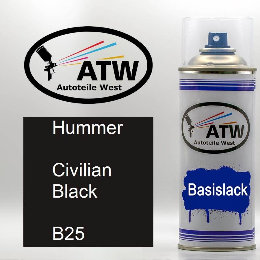 Hummer, Civilian Black, B25: 400ml Sprühdose, von ATW Autoteile West.